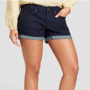 Women’s Mid-Rise Midi Jean Shorts – Dark Wash